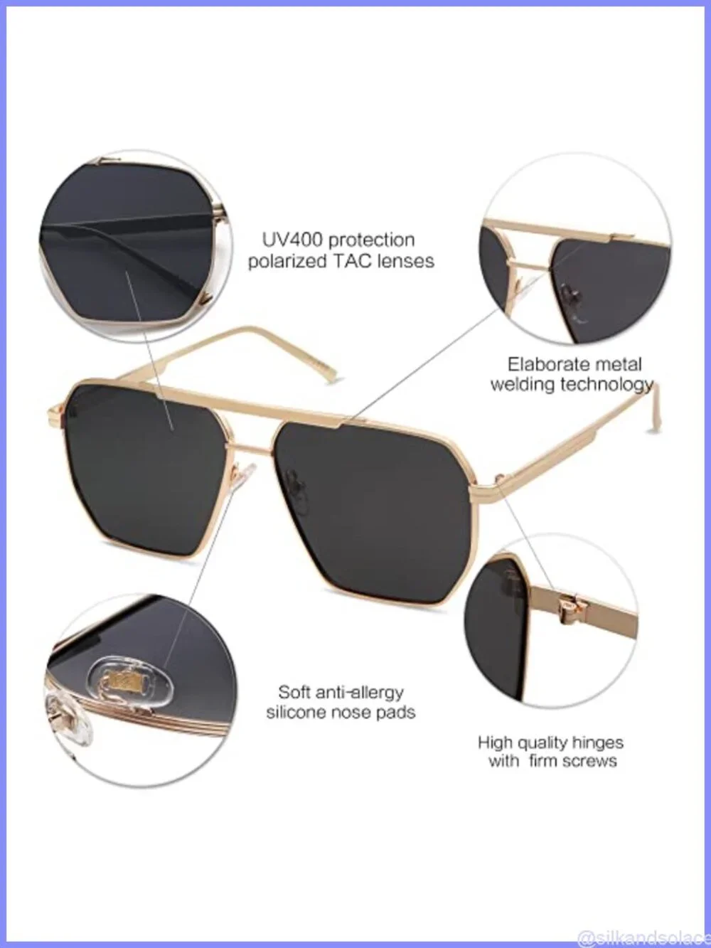 SOJOS Retro Oversized Square Polarized Sunglasses for Women Men UV400
